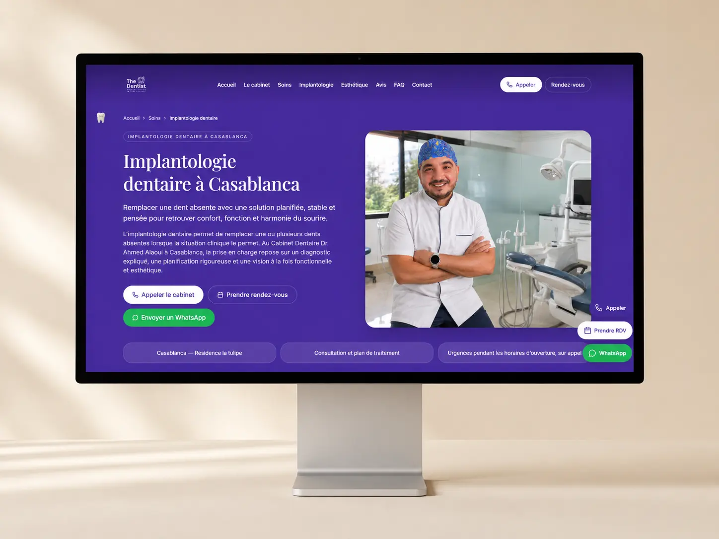 Page de service du site du cabinet dentaire Dr Ahmed Alaoui
